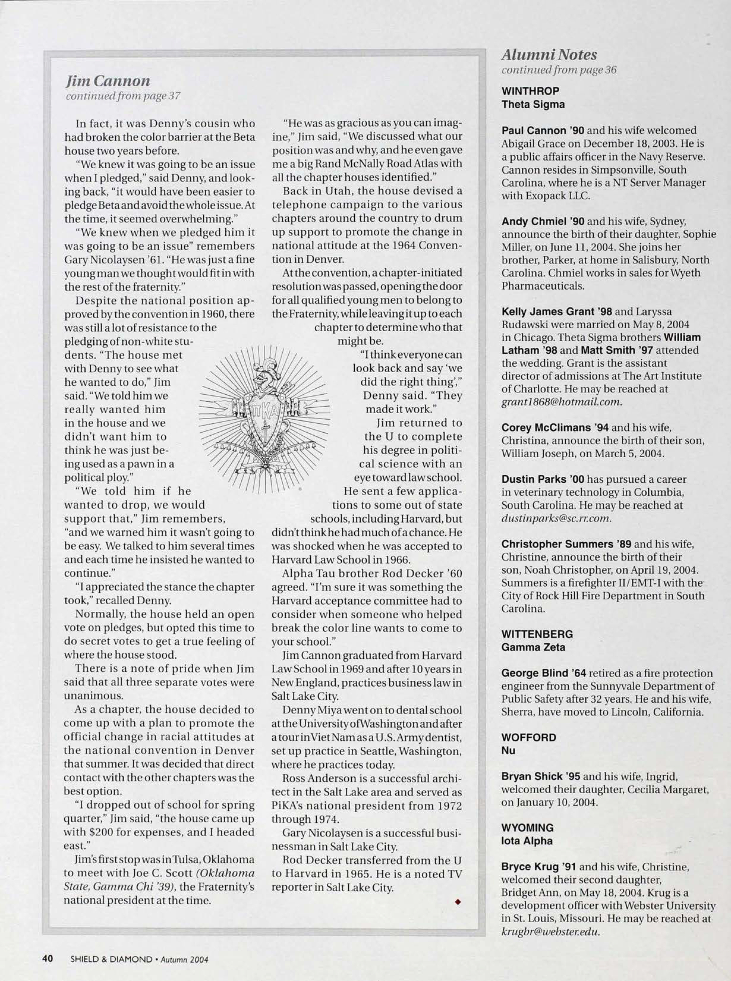 Alumni Notes, Continued, Autumn 2004